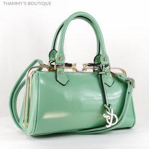 Frame Style Mint Color Leather Purse