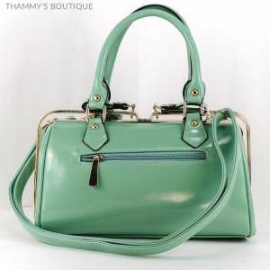 Frame Style Mint Color Leather Purse