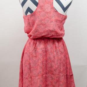 Cute Women Girls Coral Color Racer Back Bow Print..