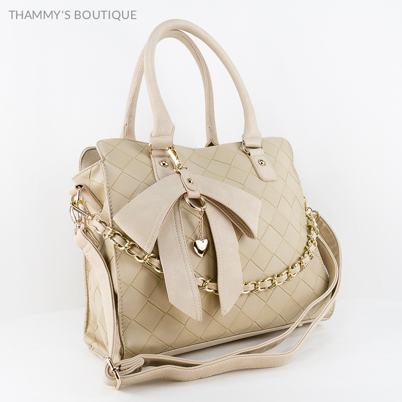 Leather Bow Handbag On Luulla Leather Bow Handbag